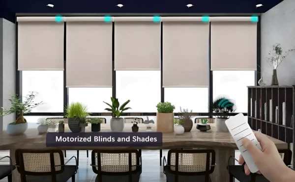 Motorized Roller Blinds | Smart Window Shades for Home & Office | Remote & App Control – Light Filtering, Semi-Blackout, or Full Blackout | Custom Sizes Available