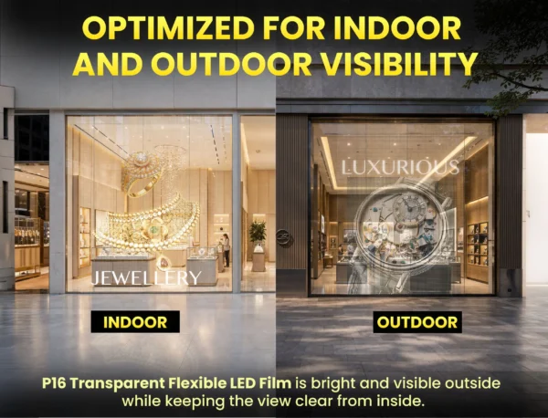 P16 Transparent Flexible Soft Self-Adhesive LED Film for Windows | High-Brightness Crystal Clear LED Display Advertising Film