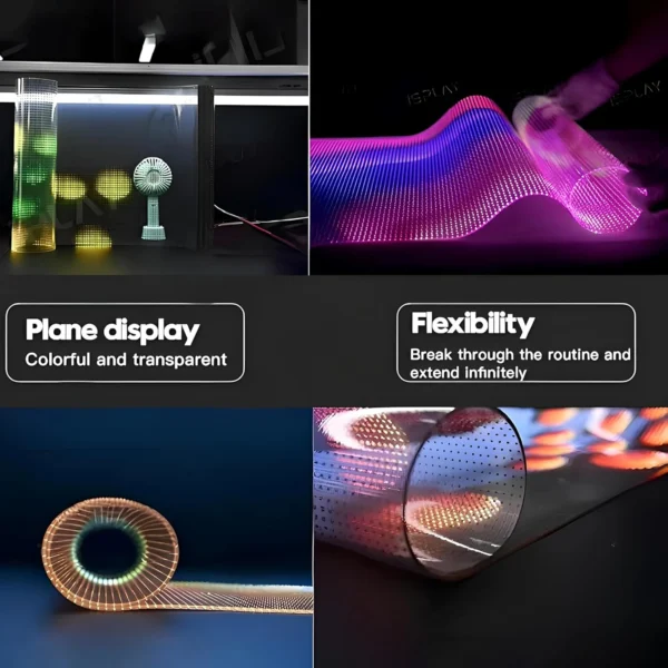 Dynamic video content displayed on P10 LED film screen Dynamic video content displayed on P10 LED film screen