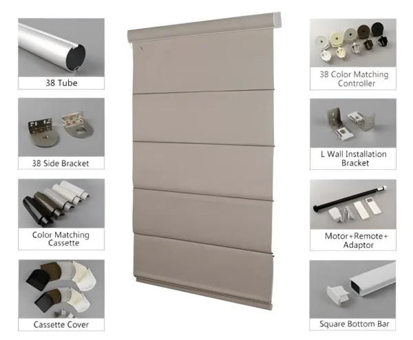 Roman Smart Blinds | Motorized Fabric Window Shades for Home & Office | Remote & App Control – Elegant Design, Soft Folds | Custom Sizes Available