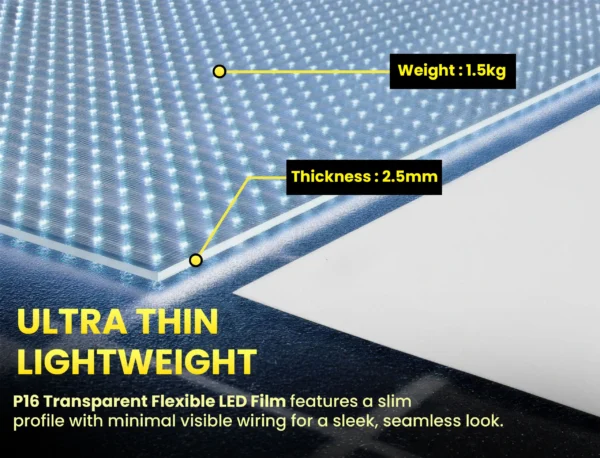 P16 Transparent Flexible Soft Self-Adhesive LED Film for Windows | High-Brightness Crystal Clear LED Display Advertising Film