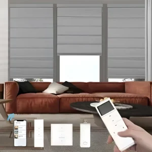 Roman Smart Blinds | Motorized Fabric Window Shades for Home & Office | Remote & App Control – Elegant Design, Soft Folds | Custom Sizes Available
