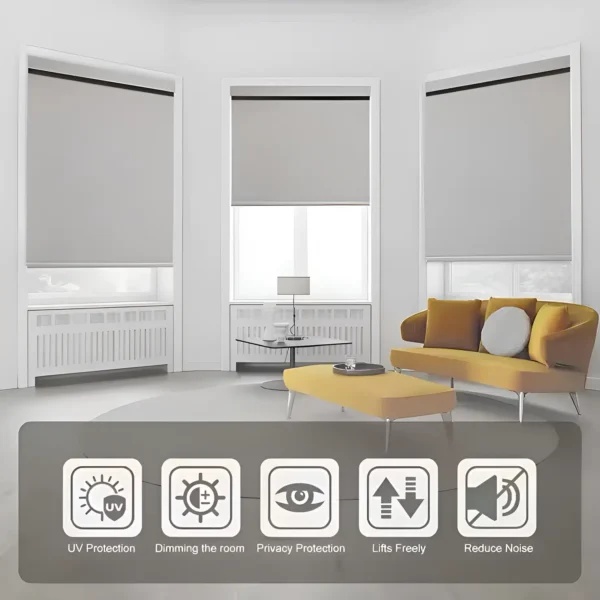 Motorized Roller Blinds | Smart Window Shades for Home & Office | Remote & App Control – Light Filtering, Semi-Blackout, or Full Blackout | Custom Sizes Available