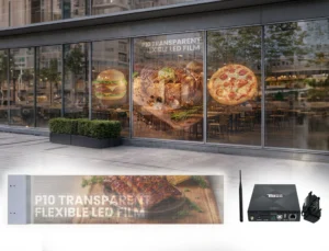 P10 Transparent Flexible Soft Self-Adhesive LED Film for Windows | High-Brightness Crystal Clear LED Display Advertising Film