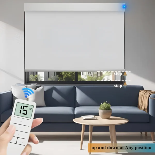 Motorized Roller Blinds | Smart Window Shades for Home & Office | Remote & App Control – Light Filtering, Semi-Blackout, or Full Blackout | Custom Sizes Available