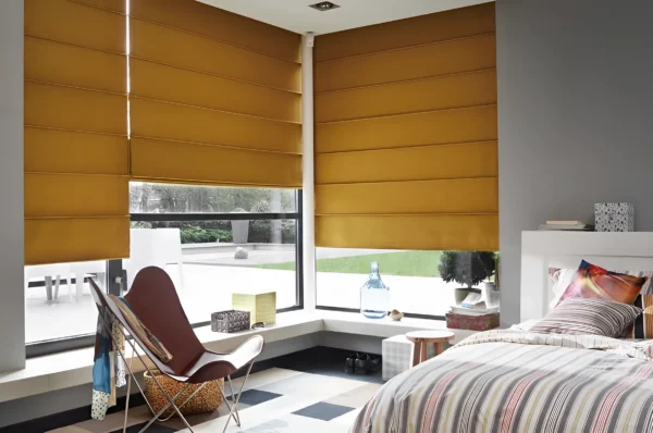 Roman Smart Blinds | Motorized Fabric Window Shades for Home & Office | Remote & App Control – Elegant Design, Soft Folds | Custom Sizes Available