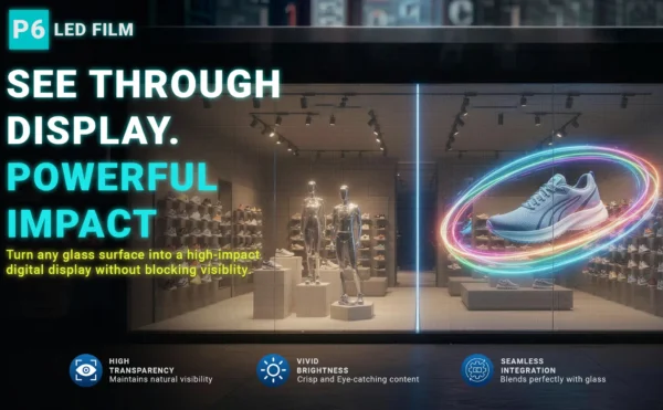 P6 Transparent Flexible Soft Self-Adhesive LED Film for Windows | High-Brightness Crystal Clear LED Display Advertising Film