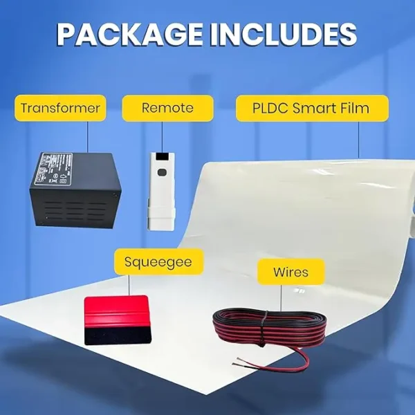 PDLC Switchable, Window Film | Smart Film for Home & Office | Heat Insulation UV Blocking - Clear to Opaque, (With Transformer)