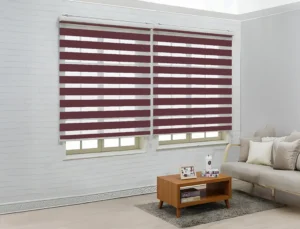 15. DR-D039-2 #B0AFB4 Zebra Smart Blinds | Motorized Dual Layer Day & Night Shades for Home & Office – Adjustable Light, Privacy, and Modern Style | Custom Sizes Available