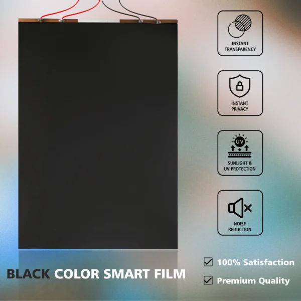 1 Black Window Privacy Film | PDLC Switchable, Window Film | Heat Insulation UV Blocking - Clear to Opaque, (Without Transformer)