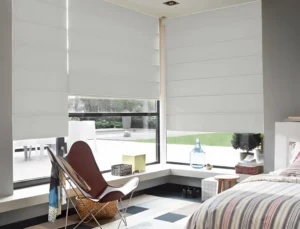 10. DY-B043-03 #D8D9D1 Roman Smart Blinds | Motorized Fabric Window Shades for Home & Office | Remote & App Control – Elegant Design, Soft Folds | Custom Sizes Available