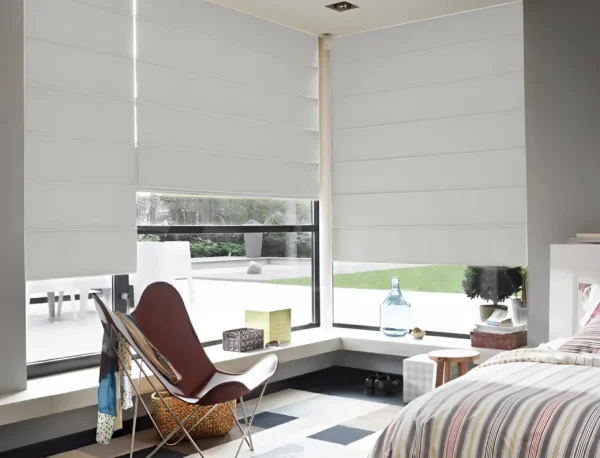 Roman Smart Blinds | Motorized Fabric Window Shades for Home & Office | Remote & App Control – Elegant Design, Soft Folds | Custom Sizes Available