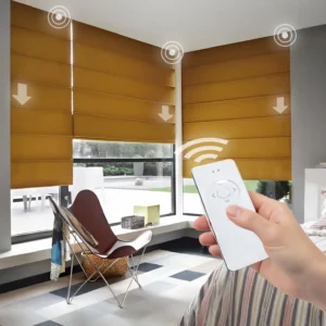 4 Roman Smart Blinds | Motorized Fabric Window Shades for Home & Office | Remote & App Control – Elegant Design, Soft Folds | Custom Sizes Available
