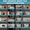 Non-Adhesive PDLC Smart Film | Switchable Glass Film for Home & Office | Heat Insulation UV Blocking – Clear to Opaque, (Without Transformer)